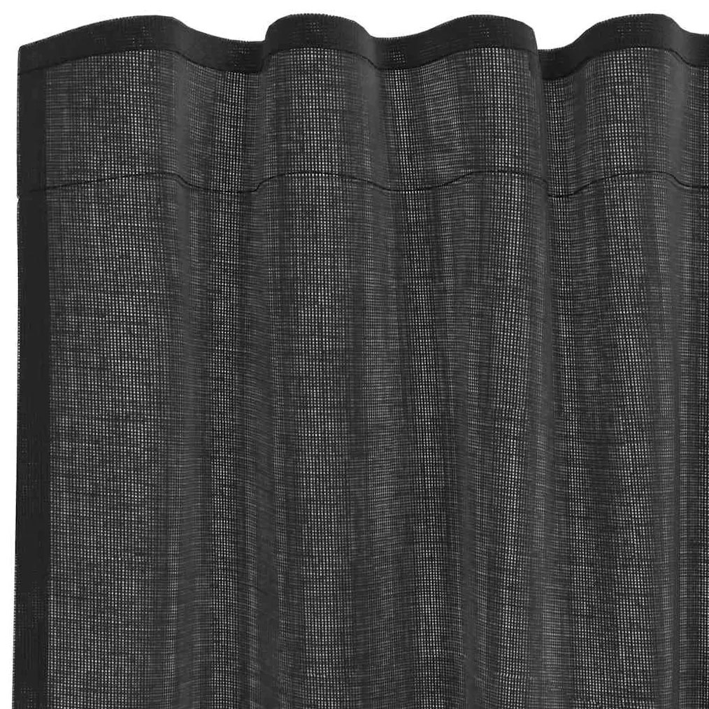 Cortinas de voile com bolsos para varão 2 pcs preto