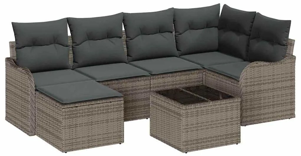 Conjunto de Sofás de Jardim de 6 Peças com Almofadas Rattan Polímero P