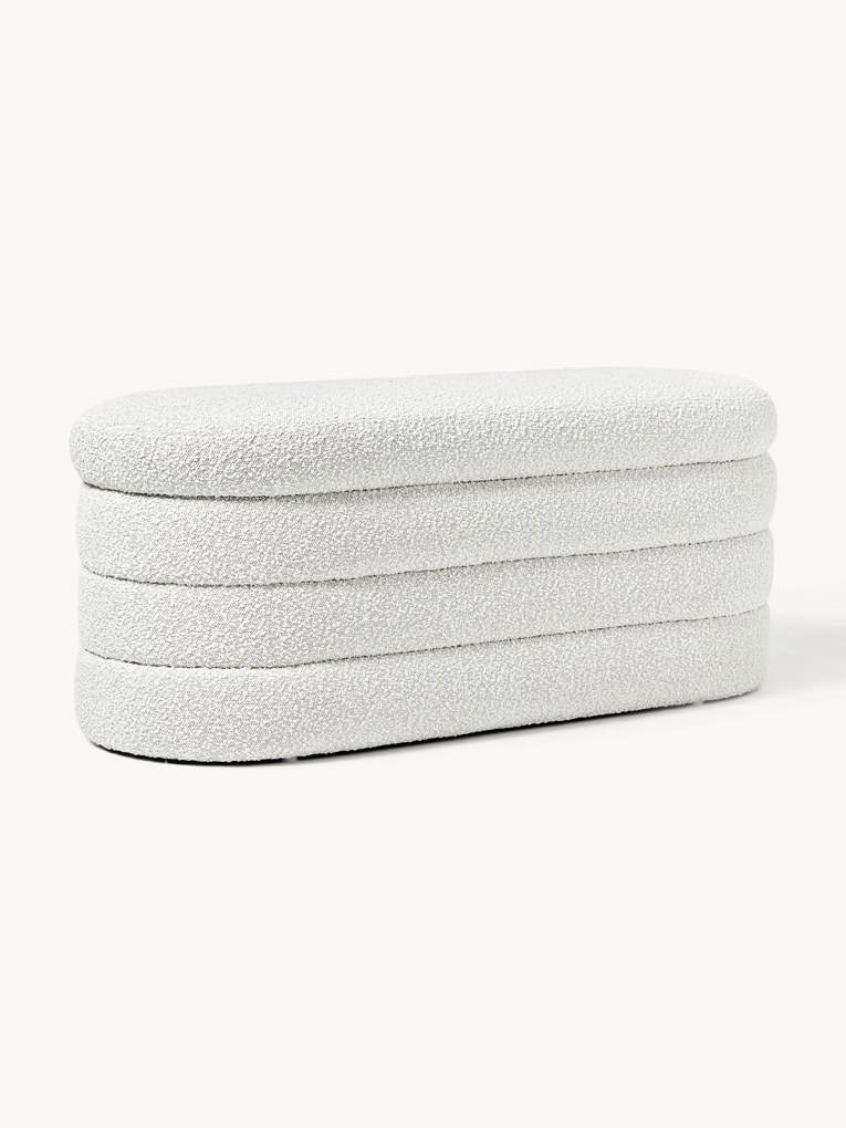 Banco estofado em bouclé com arrumação Alto