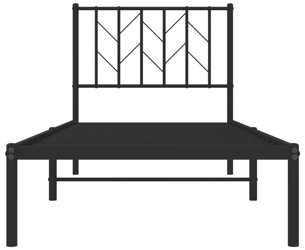 Estrutura de cama com cabeceira 80x200 cm metal preto