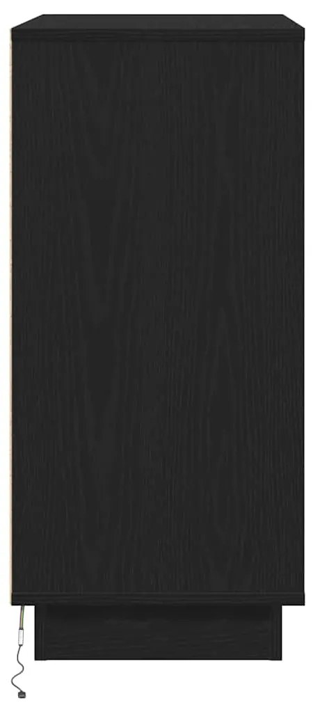 Criado-mudo vidaXL com LED Carvão Preto 71x34,5x75 cm em Madeira Engen