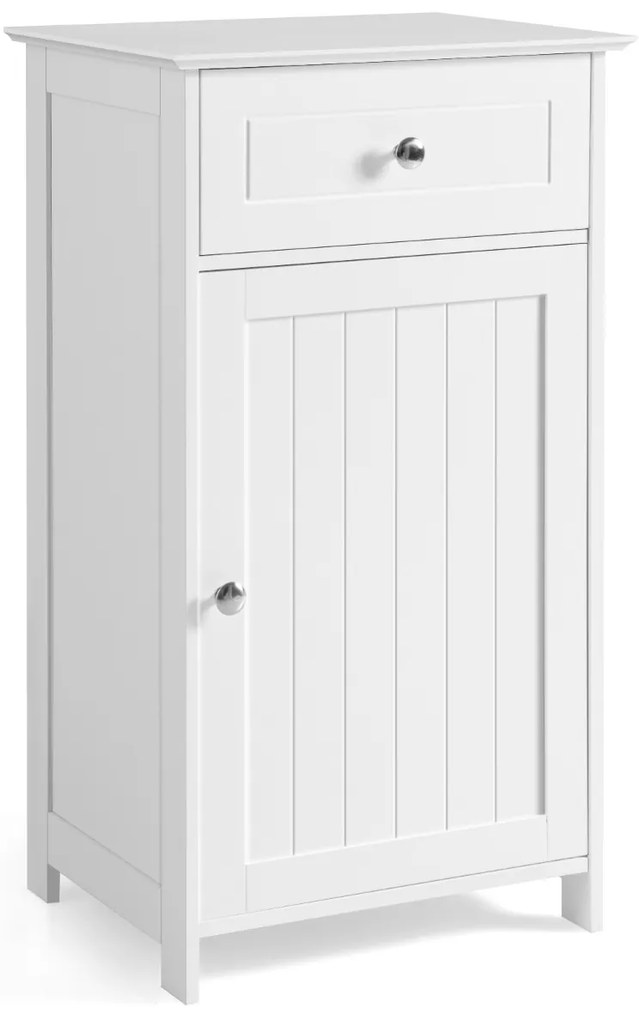 Armário de casa de banho com porta Estante ajustável Gaveta 43 x 34 x 77 cm Branco
