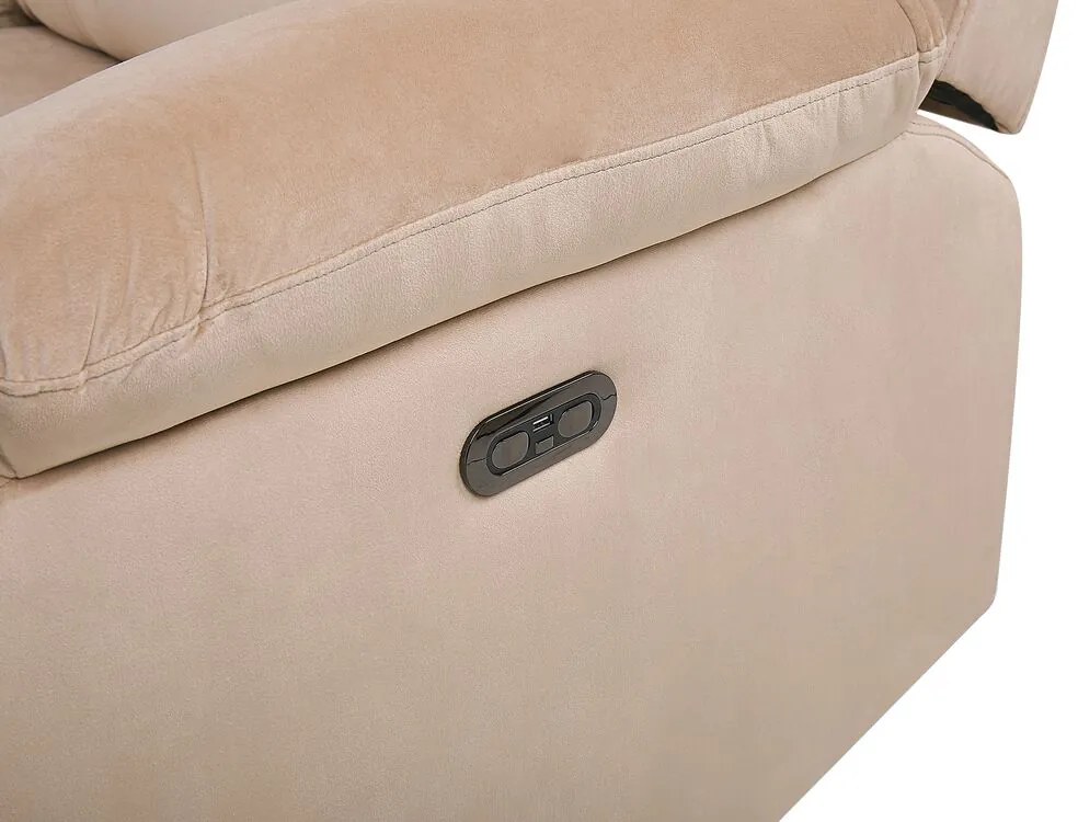 Sofá reclinável de 2 lugares veludo creme com LED e entrada USB BERGEN Beliani