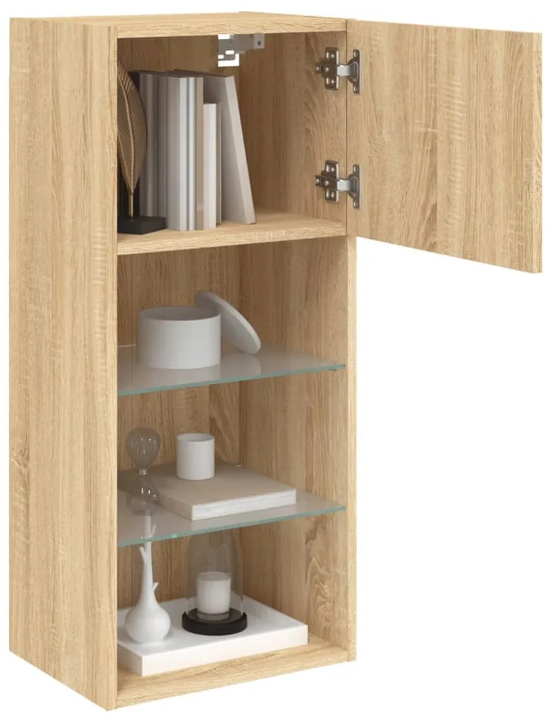 Móvel de TV com luzes LED 40,5x30x90 cm carvalho sonoma