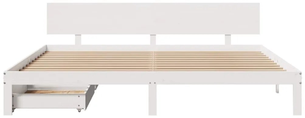 Estrutura de cama c/ gavetas 180x200 cm pinho maciça branco