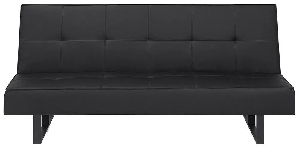 Sofá-cama de 3 lugares em pele sintética preta 189 cm DERBY Beliani