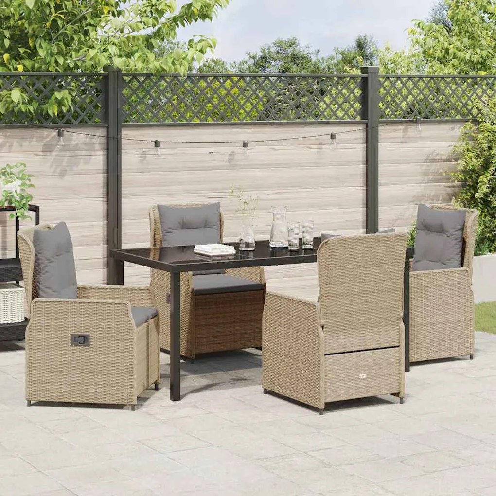 Conjunto de Jantar para Jardim 5 Peças Bege Rattan Sintético