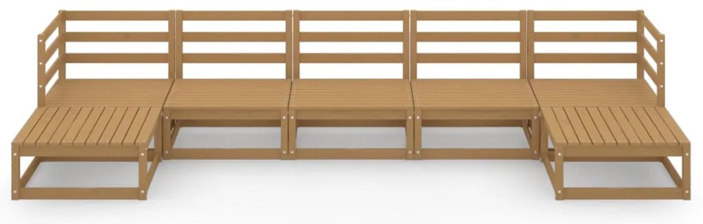 7 pcs conjunto lounge de jardim pinho maciço