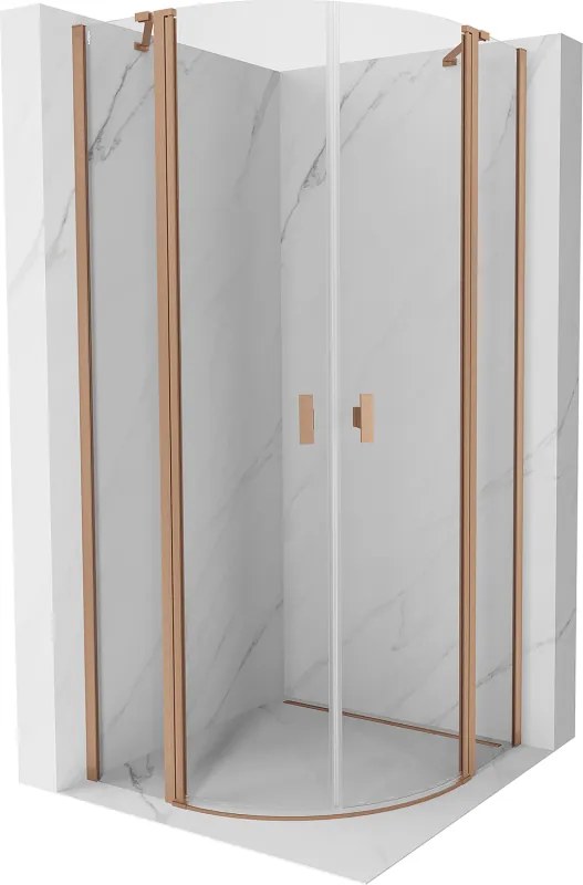Mexen Mist cabine de duche semicircular articulada 80 x 80 cm, transparente, cobre escovado - 8A32-080-080-65-00