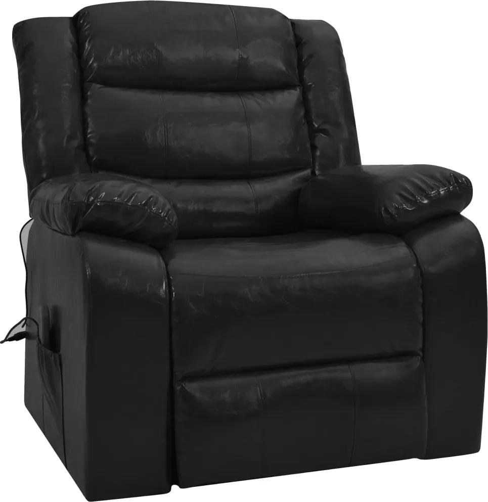 Sofá de massagens reclinável couro artificial preto