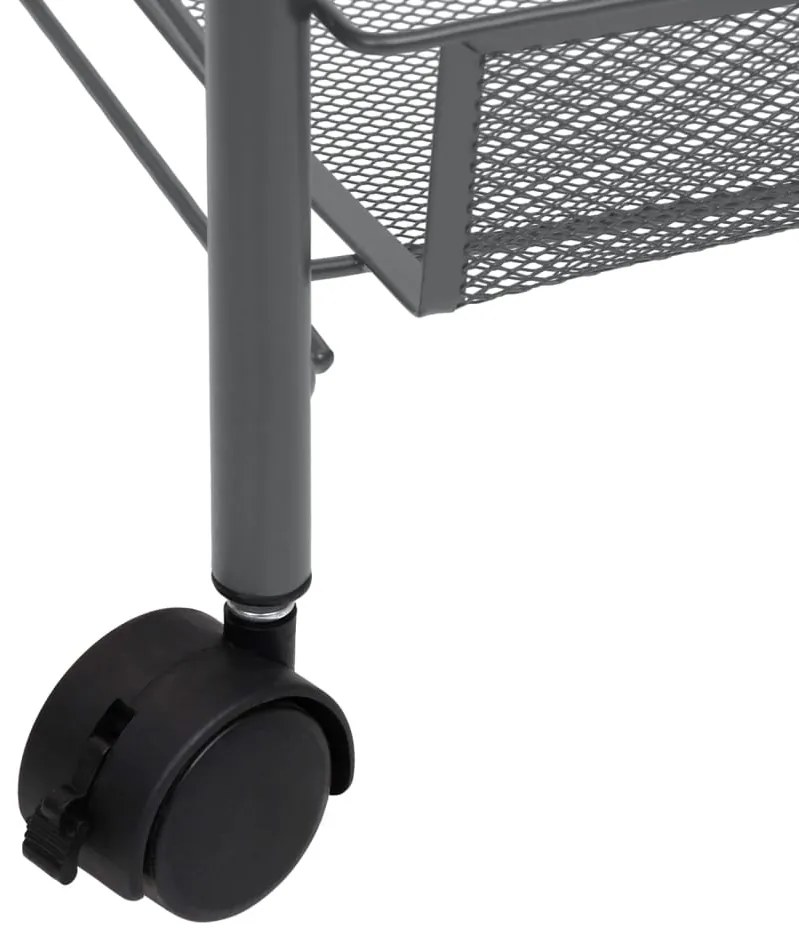 Carrinho de cozinha c/ 3 prateleiras ferro 46x26x64 cm cinzento