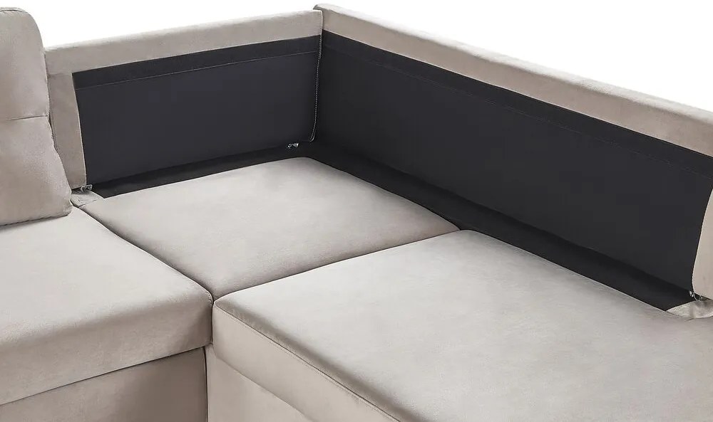 Sofá-cama em veludo creme 4 lugares LERUM Beliani