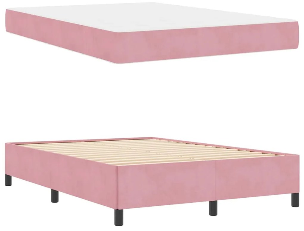 Estrutura da Cama Outros Rosa e branco 140 x 200 cm Veludo