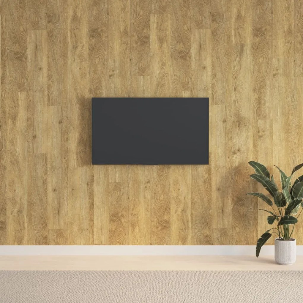 Painel de parede c/ aspeto de madeira 2,06 m² PVC castanho
