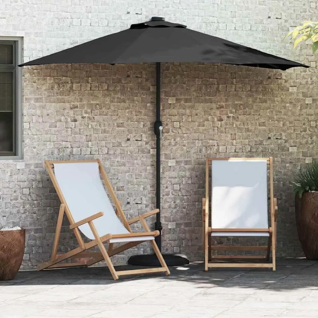 vidaXL Guarda-sol de Jardim Preto 294 x 150 x 224 cm tecido