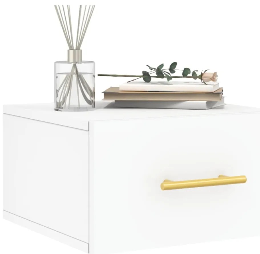 Mesas de cabeceira montagem na parede 2 pcs 35x35x20 cm branco