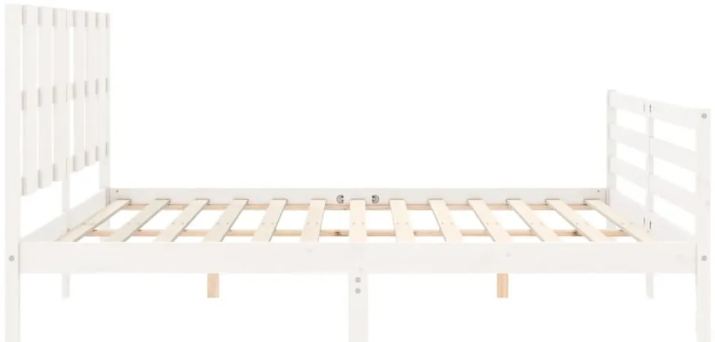 Estrutura de cama com cabeceira 200x200cm madeira maciça branco