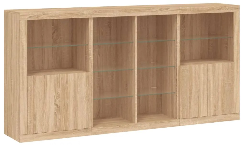 Aparador com luzes LED 202x37x100 cm carvalho sonoma