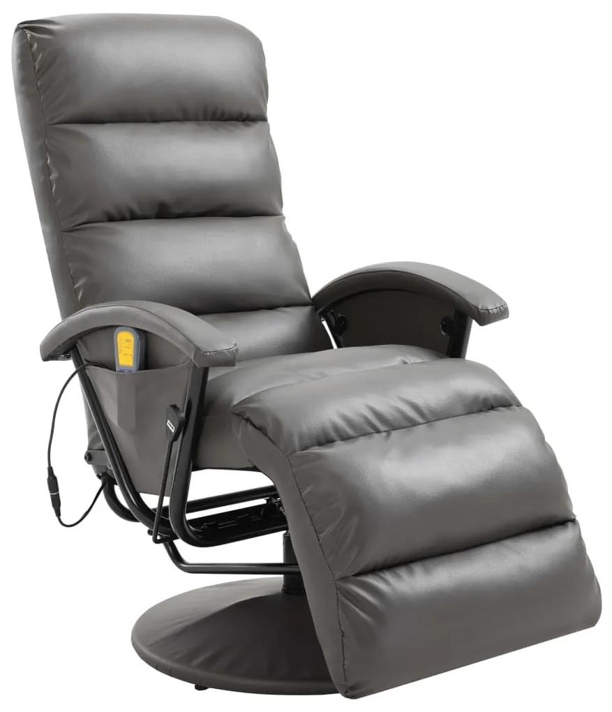 248482 vidaXL Cadeira de massagens reclinável em couro artificial cinzento