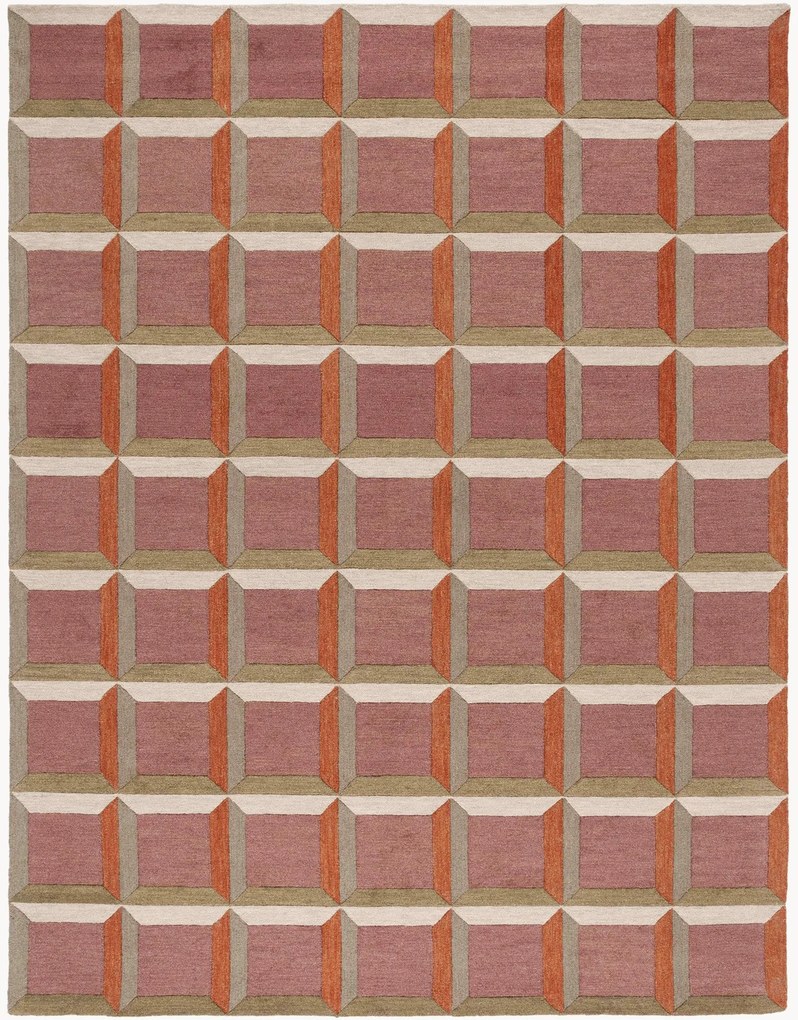 Tapete de lã artesanal de pelo curto Uma