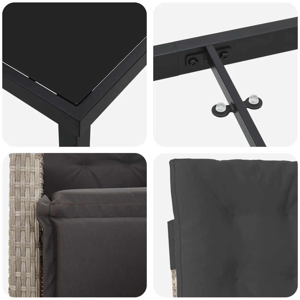 Conjunto de Jantar de Jardim vidaXL 5 Peças com Almofadas Cinza Claro