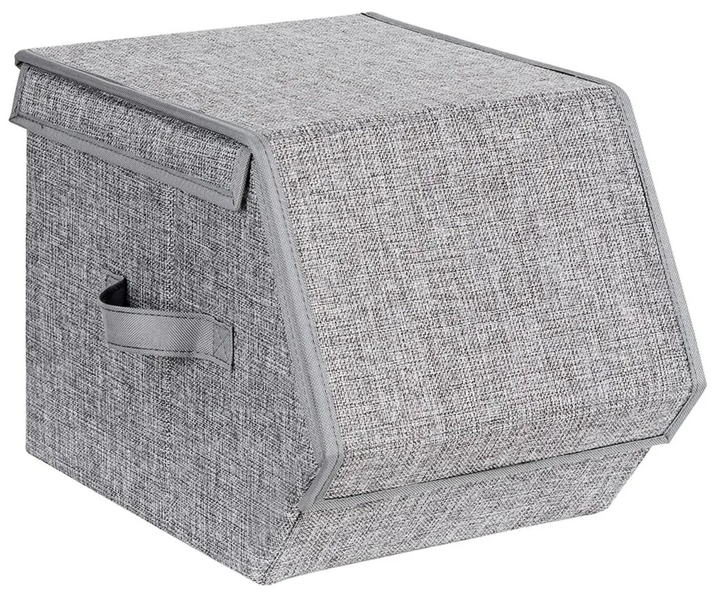 Conjunto de caixas empilháveis com tampa para organização | SONGMICS | 50 x 35 x 25 cm | cinzento | RLB12GY.