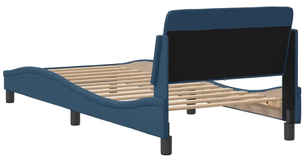 Estrutura cama c/ cabeceira sem colchão tecido 90x190 cm azul