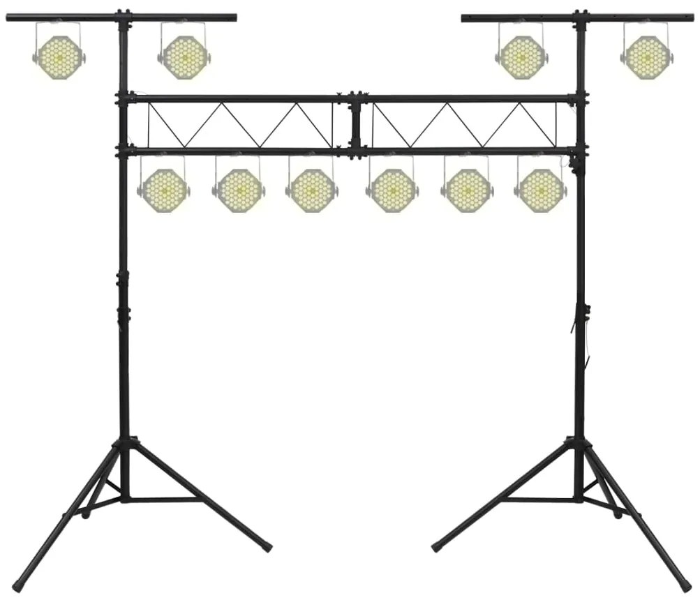 Suporte de iluminação 338x115x(180-300) cm aço preto
