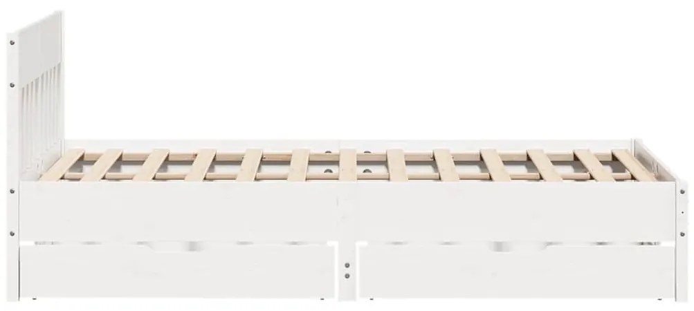 Cama sem colchão 160x200 cm madeira de pinho maciça branco