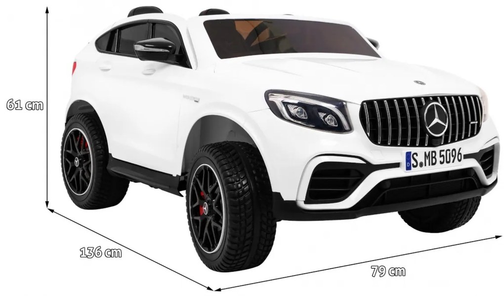 Carro elétrico para Crianças 2 Lugares Mercedes GLC 63S 2x12 V 4x4 Rodas Espuma EVA, assento couro ecológico Branco