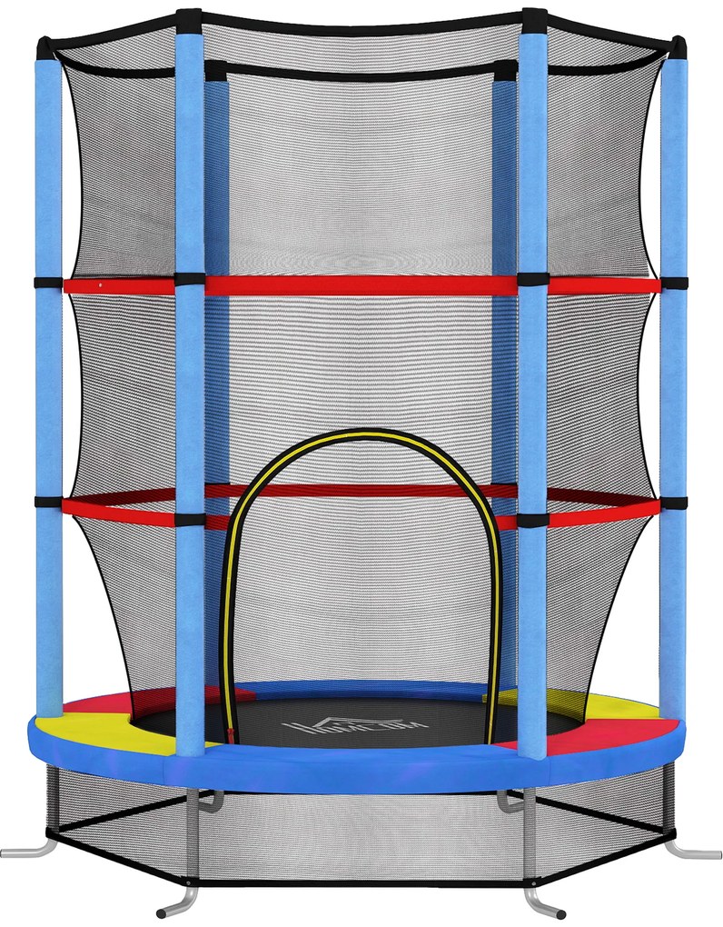 HOMCOM Trampolim Infantil Ø140x190 cm Trampolim para Crianças de 3-6 Anos com Rede de Segurança Carga 45 kg para Interior Azul | Aosom Portugal