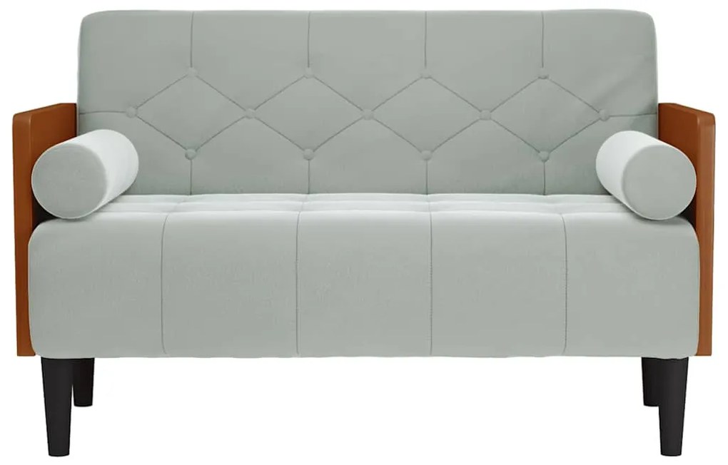 Sofá-luvas com rolos 110 cm veludo cinzento-claro