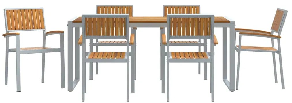 Mesa de Jantar de Jardim 7 Peças em Madeira Sólida de Acácia e Metal