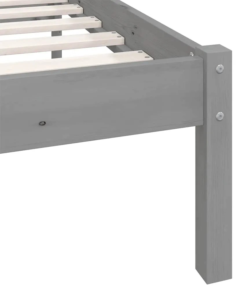 Estrutura de cama 200x200 cm pinho maciço cinzento