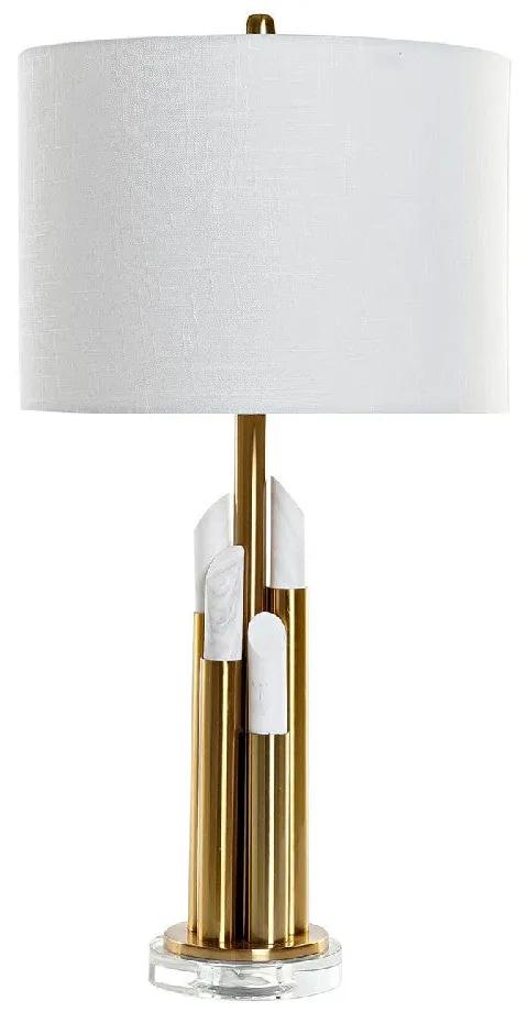 Lâmpada de Mesa DKD Home Decor Branco Poliéster Metal Mármore Dourado (35 x 35 x 71 cm)
