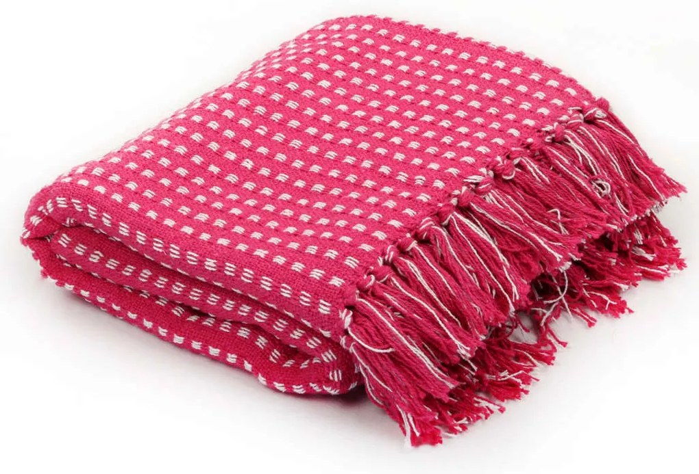 vidaXL Manta em algodão aos quadrados 220x250 cm rosa