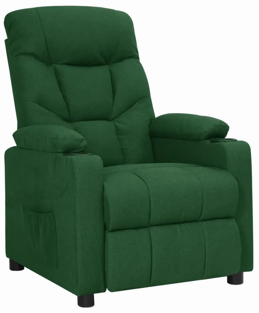 vidaXL Poltrona reclinável tecido verde-escuro