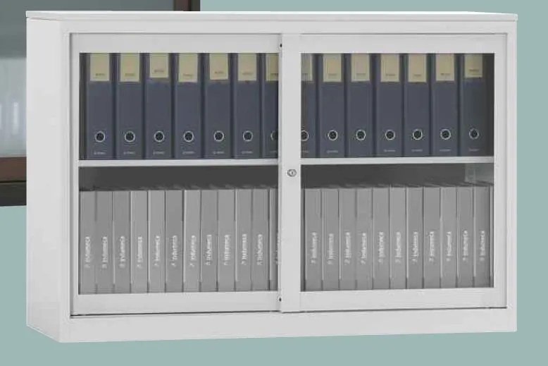 Armário de Escritório com Portas de Vidro Transparente 800x800x420mm Sem Tampo - Ind