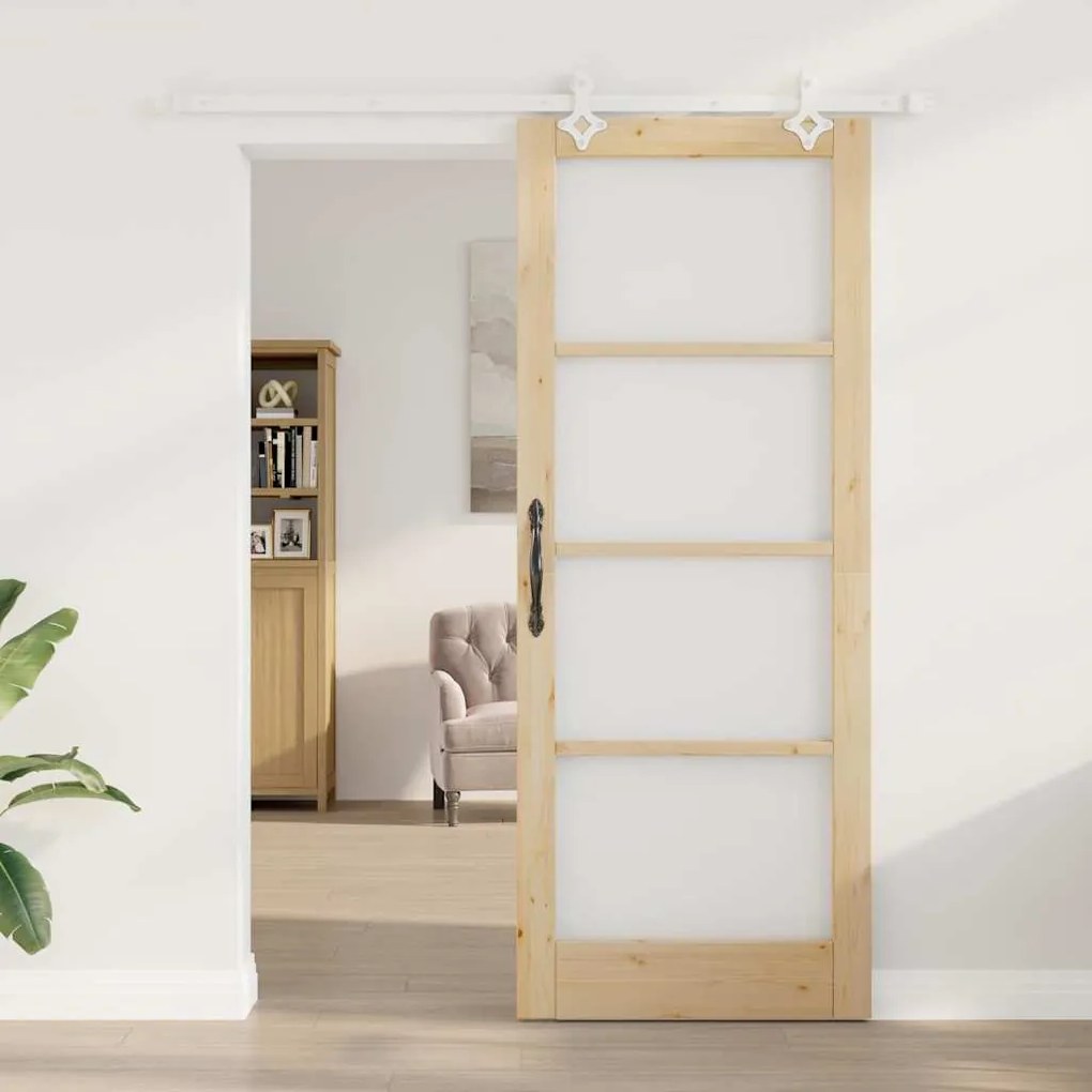 Porta Deslizante vidaXL com Conjunto de Hardware 83x211 cm Madeira Mac