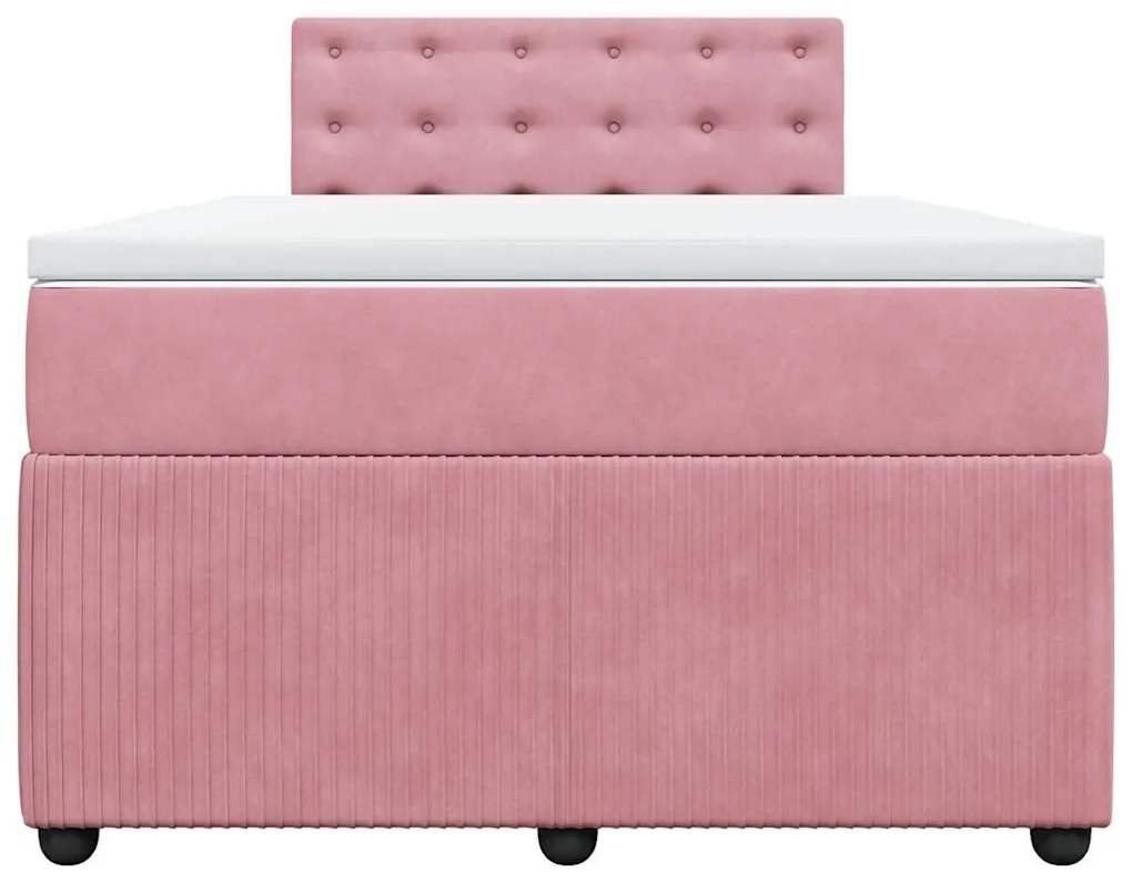 Cama boxspring com colchão 120x190 cm veludo rosa