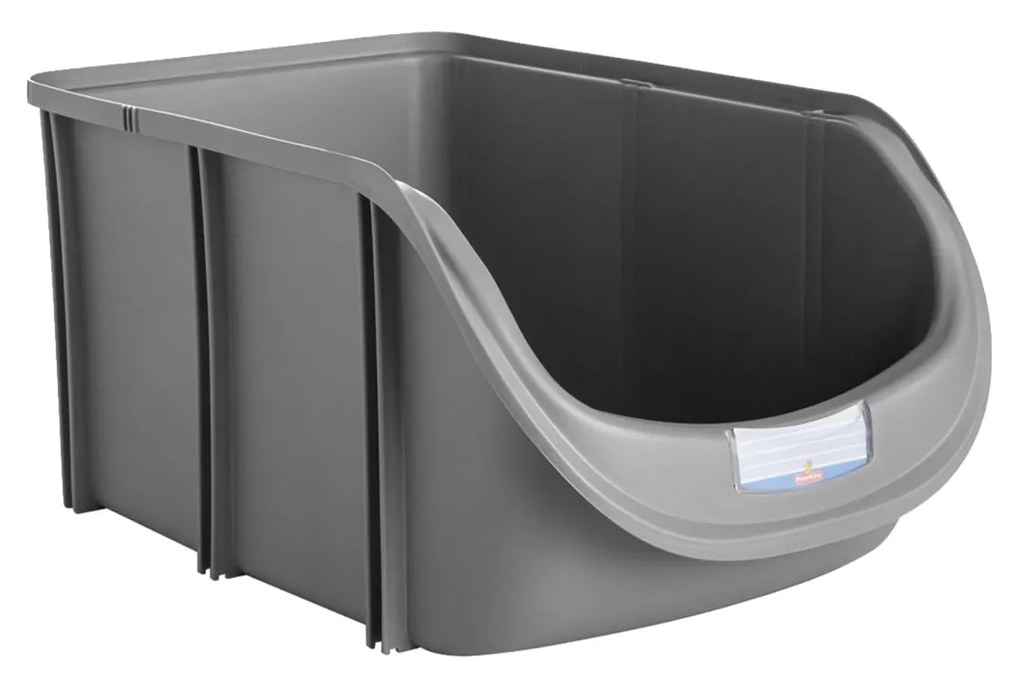 Caixa Organizadora Empilhável Polipropileno Cinza 26X16X14cm