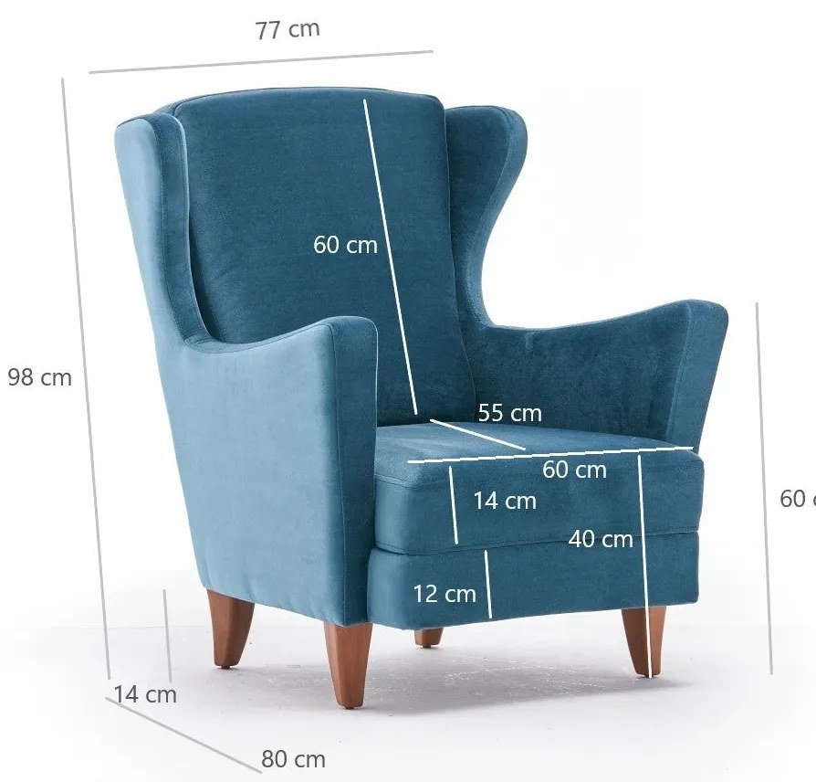 Cadeirão Lola – Turquesa – 77 cm x 98 cm x 80 cm
