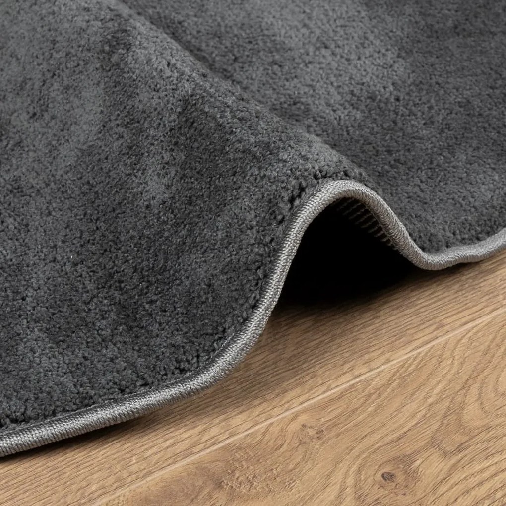 Tapete de pelo curto OVIEDO Ø 120 cm antracite