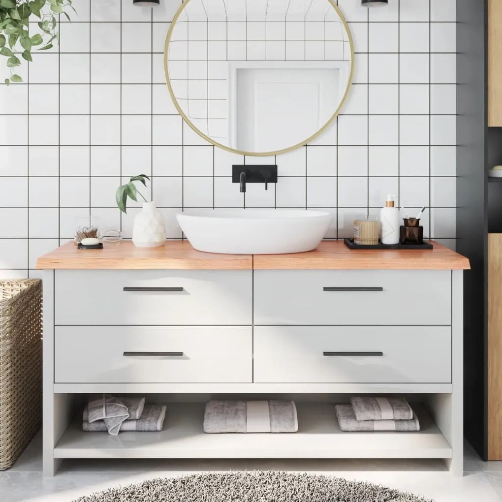 3156159 vidaXL Bancada p/ WC 160x60x4 cm madeira maciça tratada castanho-claro