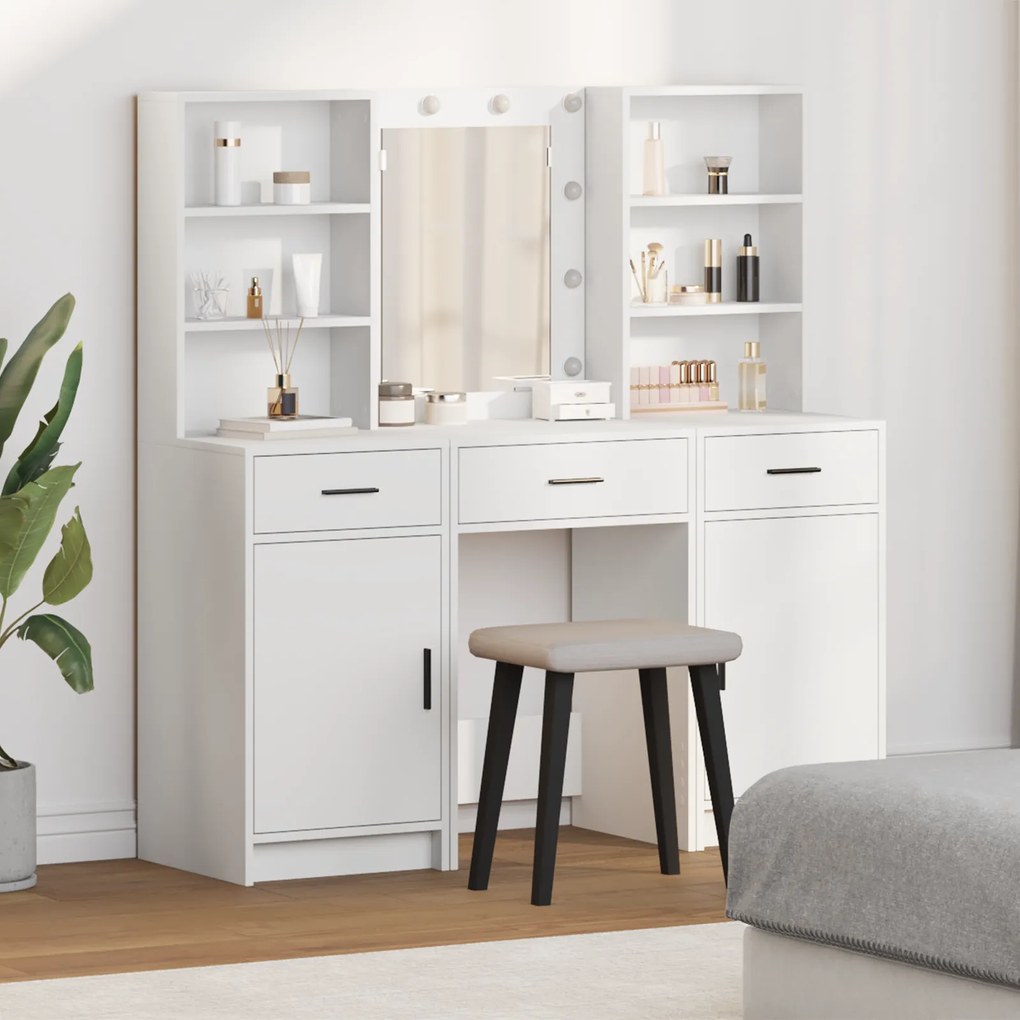 Conjunto de Maquilhagem 3 Peças vidaXL Branco em Madeira Engenharia