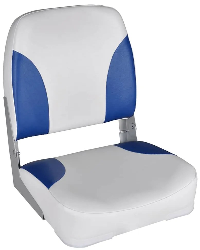 Assentos barco 2 pcs encosto dobrável azul/branco 41x36x48 cm