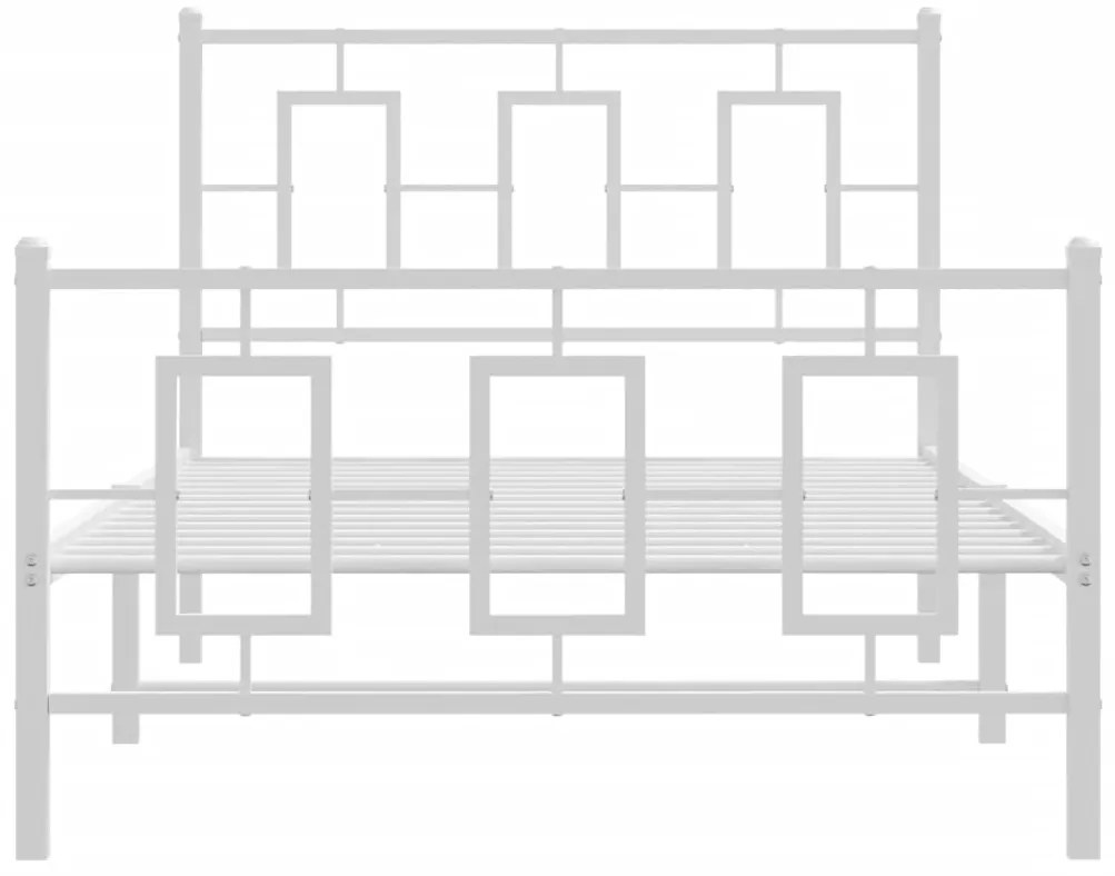 Estrutura de cama com cabeceira e pés 100x190 cm metal branco