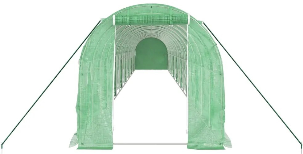Estufa com estrutura de aço 32 m² 16x2x2 m verde