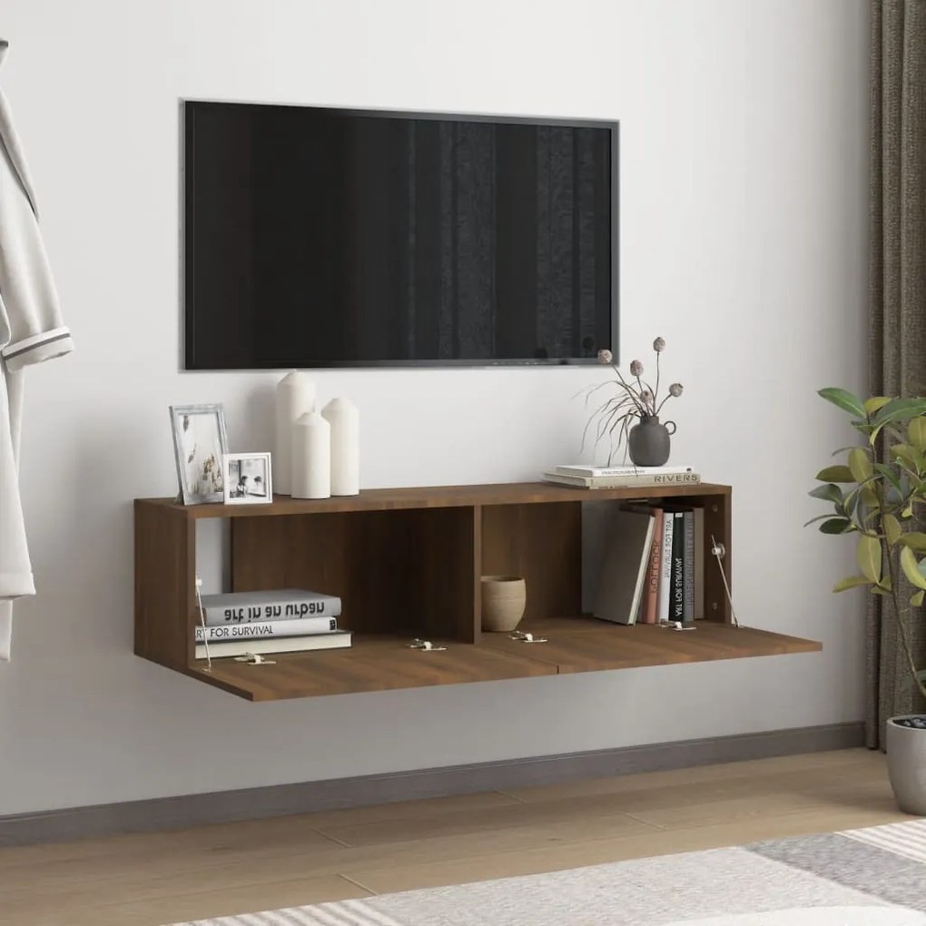 Móvel de TV Cafir de Parede de 120cm - Nogueira - Design Moderno