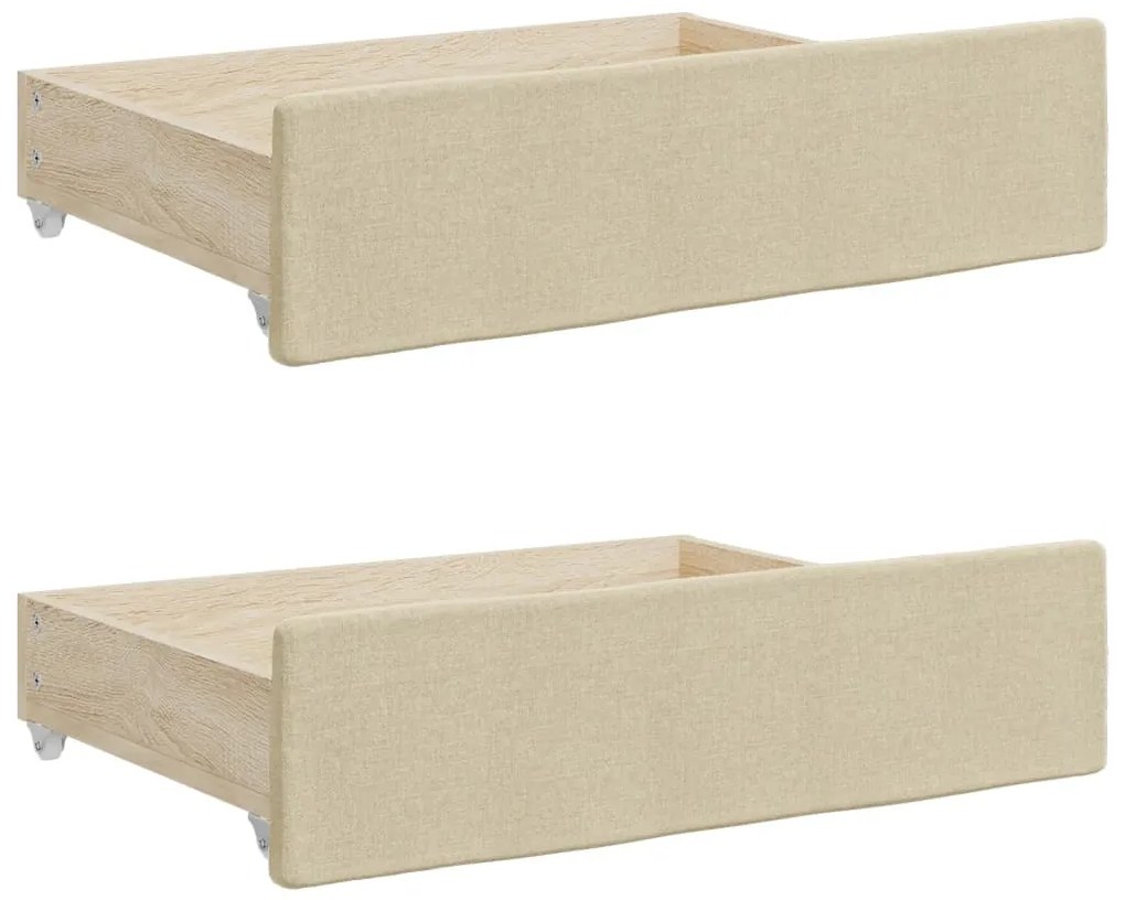 Sofá-cama com gavetão e gavetas 90x200 cm tecido cor creme